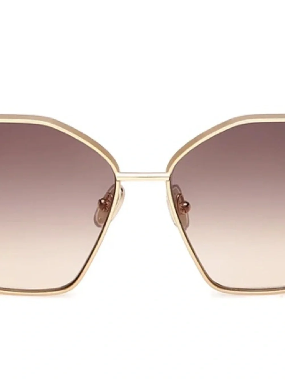 MaxMara Gold Frame Brown Gradient Women's Sunglasses - Hexagonal Lenses